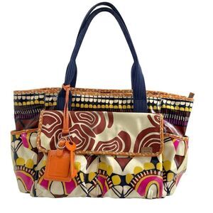 Fossil Vintage Key-Per Waxed Cotton Weekender Baby Bag Abstract Retro Print